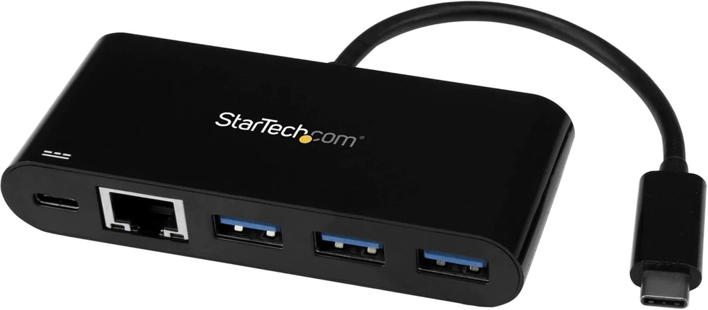 Startech.com 3 prievadų Usb 3.0 šakotuvas su gigabitiniu eternetu ir maitinimo šaltiniu - Usb type-c šakotuvas su gbe ir pd 2.0