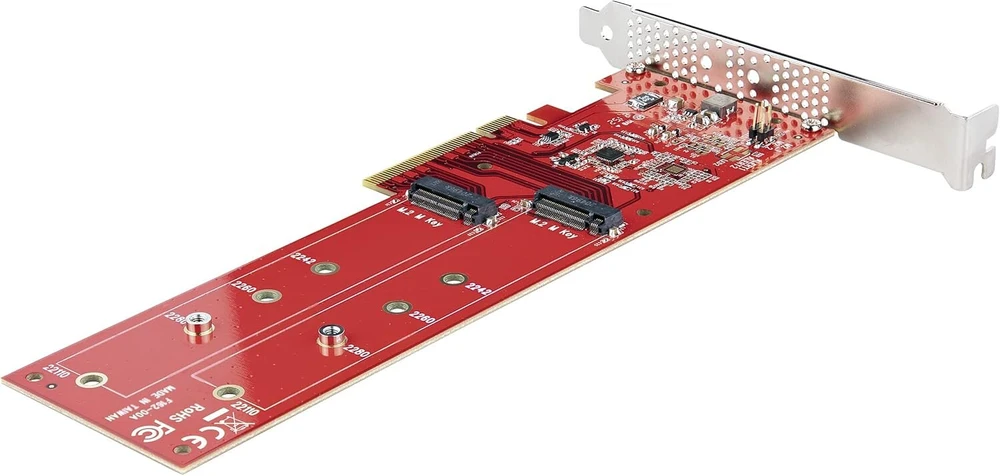 Startech.com Dual M.2 Pcie adapterio plokštė, Pcie x8/x16 į Dual Ahci arba Nvme M.2 Ssd, Pci Express 4.0, 7.8gb/s vienam diskui, reikalingas bifurkavimas - suderinama su Windows/linux (dual-m2-pcie-card-b)