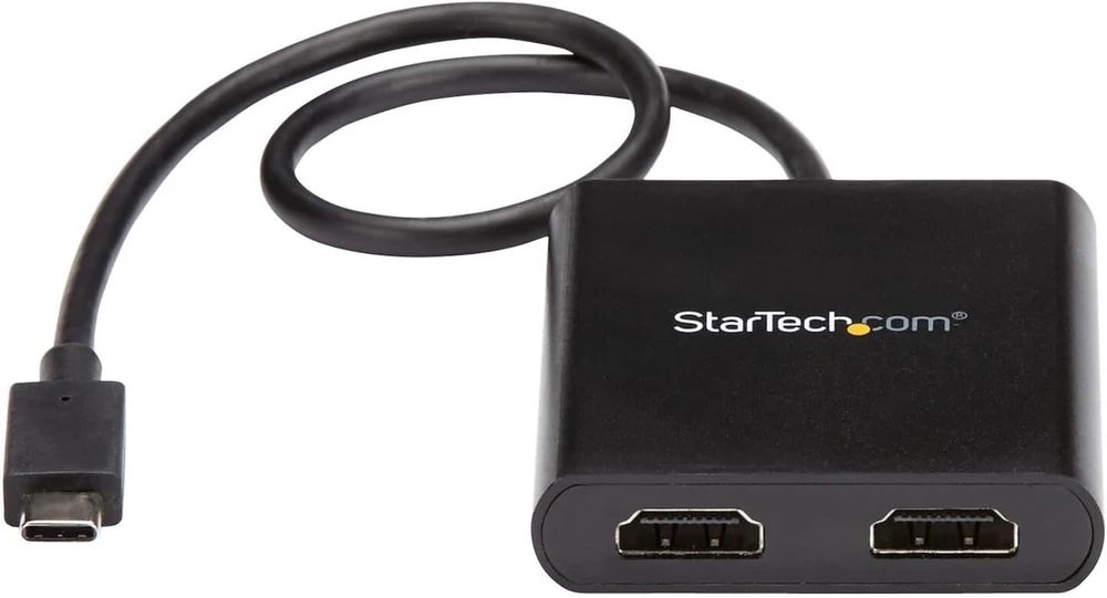 Startech.com usb-c į dvigubą hdmi adapterį, usb type-c multi-monitorius mst šakotuvas, dvigubas 4k 30hz/1080p 60hz hdmi nešiojamojo kompiuterio ekrano plėtiklis / skirstytuvas, ypač ilgas integruotas kabelis, tik windows (mstcdp122hd)