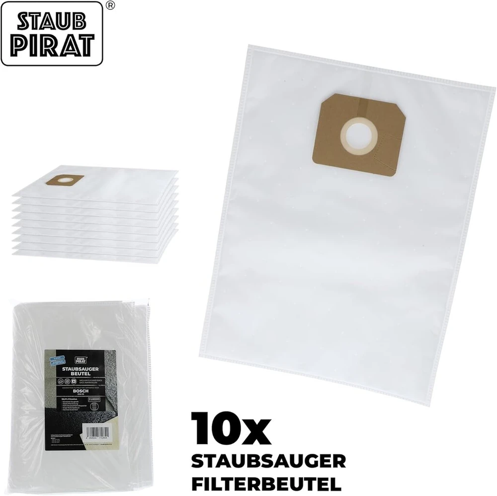 Staubpirat 10 vnt. flisinių maišelių, skirtų bosch gas 35 l afc/l sfc+/35 m afc professional, dulkių siurblio keičiami maišeliai sausiems dulkių siurbliams, alternatyva originaliam 2 607 432 037