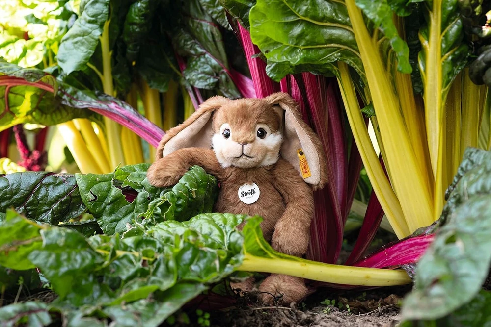 Steiff 067471 Bobble Floppy Rabbit 28 cm minkštas žaislas rudas glazūruotas imbieras