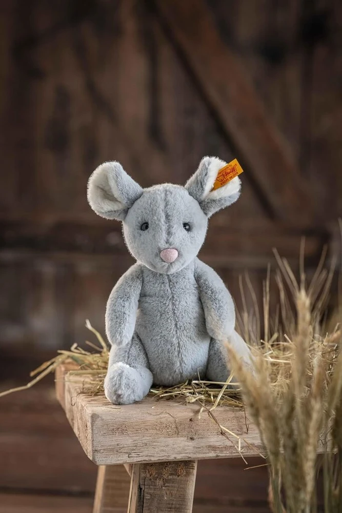 Steiff Cheesy Pelė, 19 cm, Mėlyna Pilka, Minkštas Pliušinis Žaislas