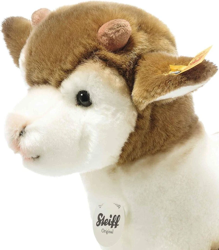 Steiff Zenzi ožka, pliušinis žaislas 27 cm, ūkinė pliušinė stovinti ožka, minkštas žaislas vaikams, minkštas žaislas žaidimams ir glamonėms, originalus kimštinis žaislas su sagute ausyje, skalbiamas, ruda/balta (073861)
