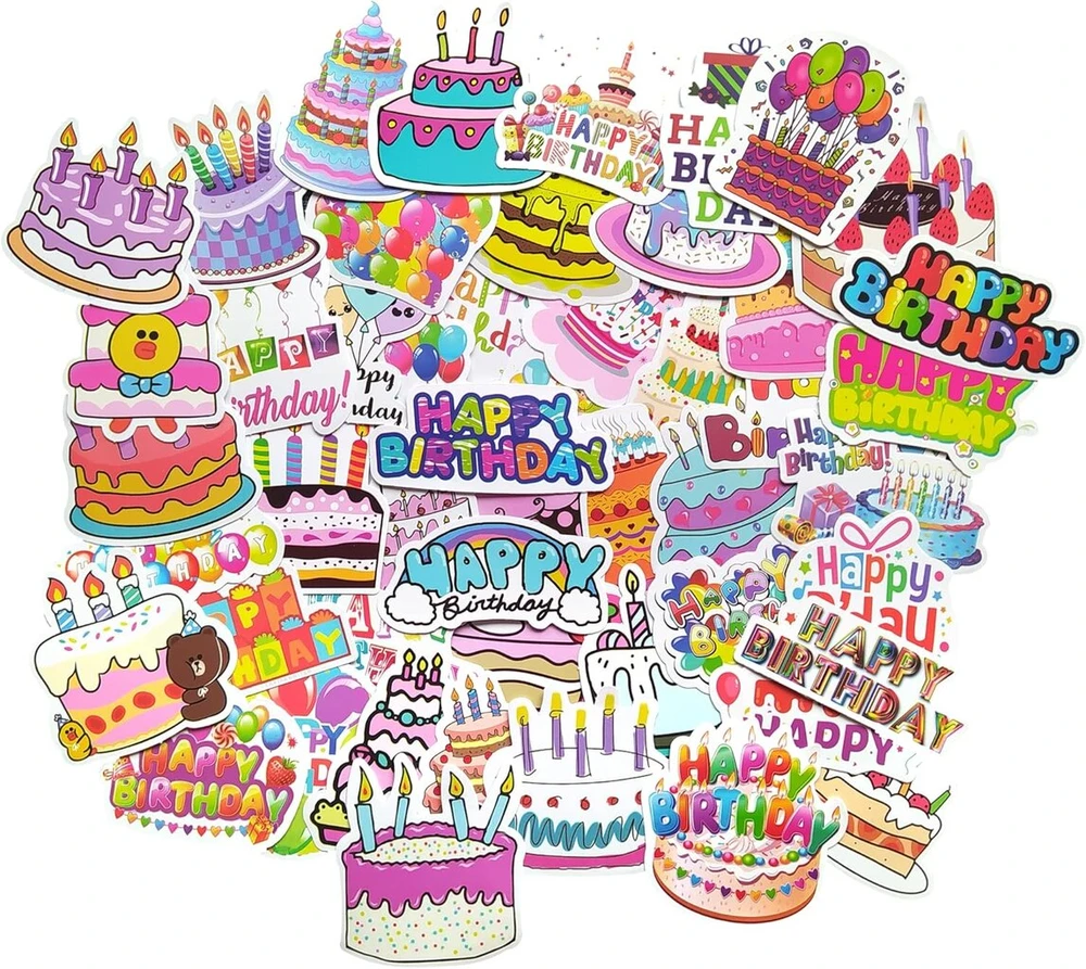 Sticker Birthday lipdukas "happy Birthday" vinilo lipdukas albumų iškarpoms lipdukai dovana Sticker Birthday Cake vandeniui atsparus lipdukas vaikams paaugliams vakarėliui