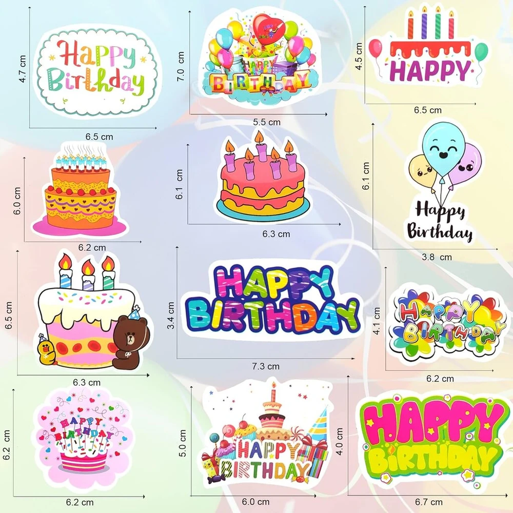 Sticker Birthday lipdukas "happy Birthday" vinilo lipdukas albumų iškarpoms lipdukai dovana Sticker Birthday Cake vandeniui atsparus lipdukas vaikams paaugliams vakarėliui