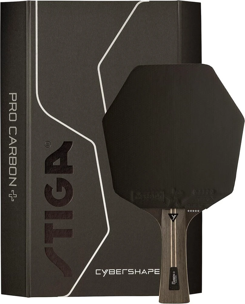Stiga Pro Carbon+ Cybershape stalo teniso raketė, 5 žvaigždučių profesionali stalo teniso lazda su šešiakampio formos galvute puolantiems žaidėjams