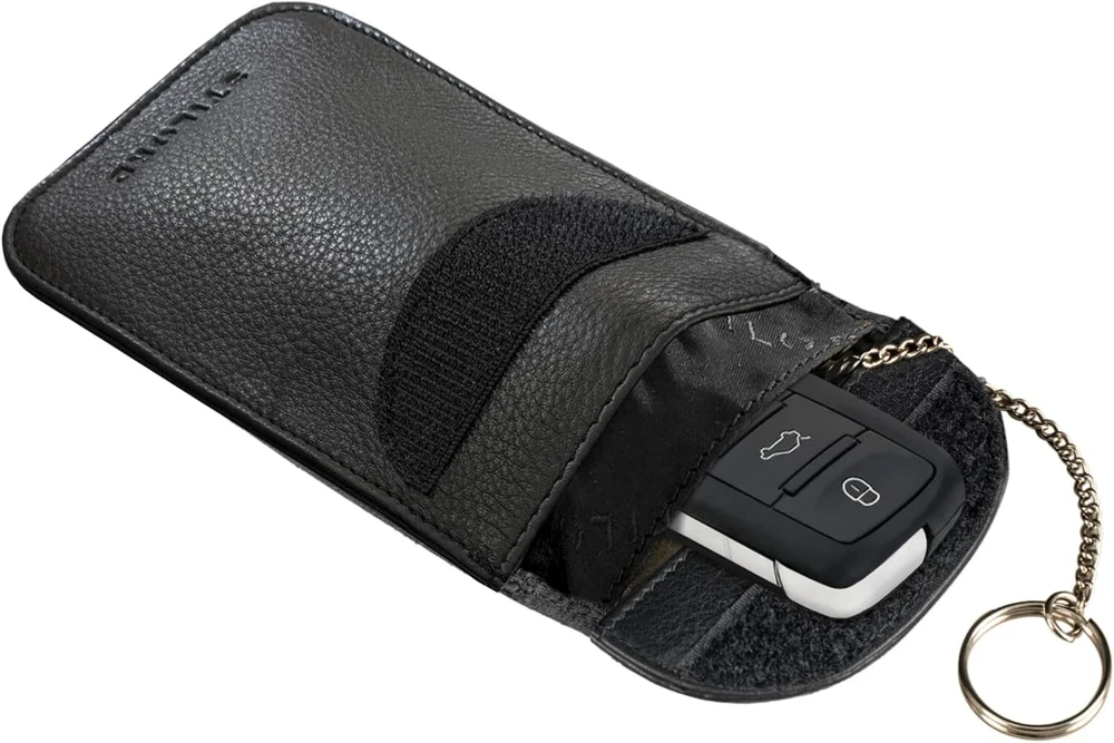 Stilord 'savior' odinis raktų dėklas su Rfid apsauga, skirtas berakčiam atrakinimui, automobilio raktų dėklas, nuotolinio valdymo pulto ekranavimo raktų dėklas, raktų seifas, raktų krepšys, vintažinis, juodas, piniginė