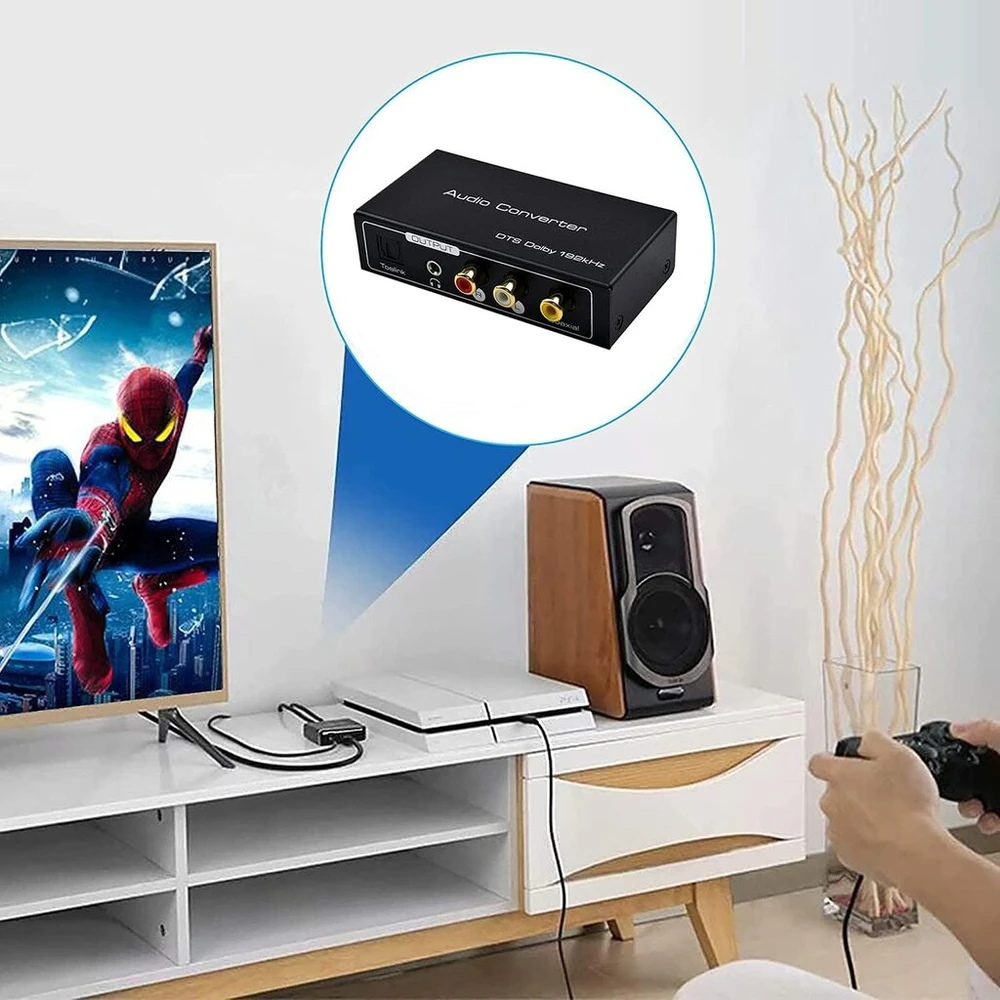 Stiprintuvas Hdmi arc garso ištraukėjas, amanka digital hdmi arc į spdif coaxial optical rca l/r stereo output 3.5 mm 192 khz dac konverteris optical digital hdmi audio to analog for tv dvd ps4 blu-ray etc