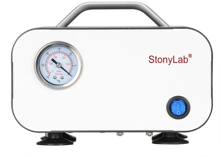 Stonylab Membraninis vakuuminis siurblys, kompaktiškas bealyvis vakuuminis siurblys-slėgio siurblys su 10 l/min siurbimo galia filtravimo distiliavimo laboratoriniam darbui 110–220 v