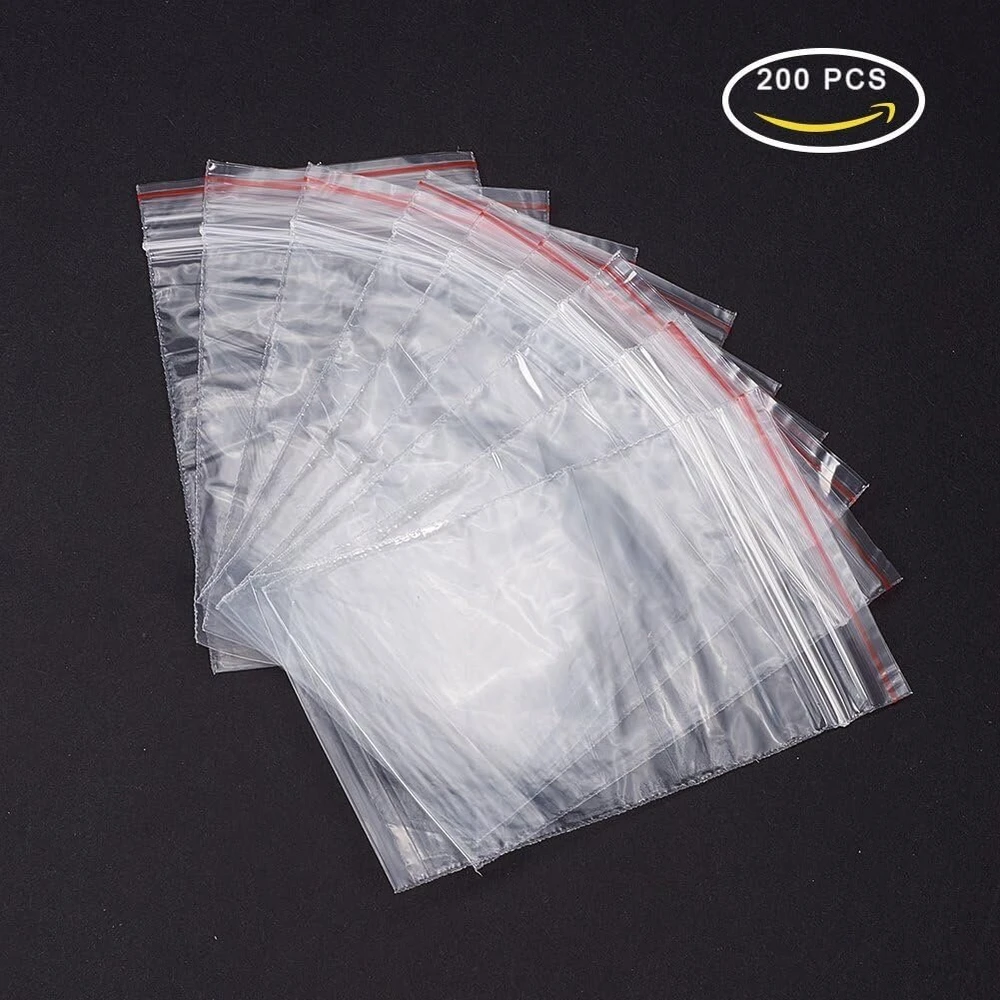 Storage & Packaging Pandahall 200 vnt 9x6cm Zip Lock maišeliai, stačiakampiai, skaidrūs, vienpusis storis: 0.03mm