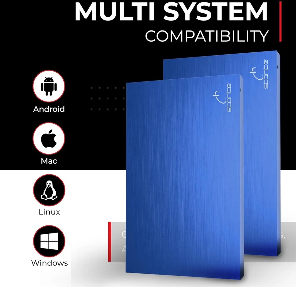 Storite išorinis nešiojamas kietasis diskas 250 gb su usb 3.0 išorine atsargine duomenų saugykla greitam duomenų perdavimui, tinkamas pc, mac, windows, žaidimams, nešiojamam ir staliniam kompiuteriui (mėlynas)