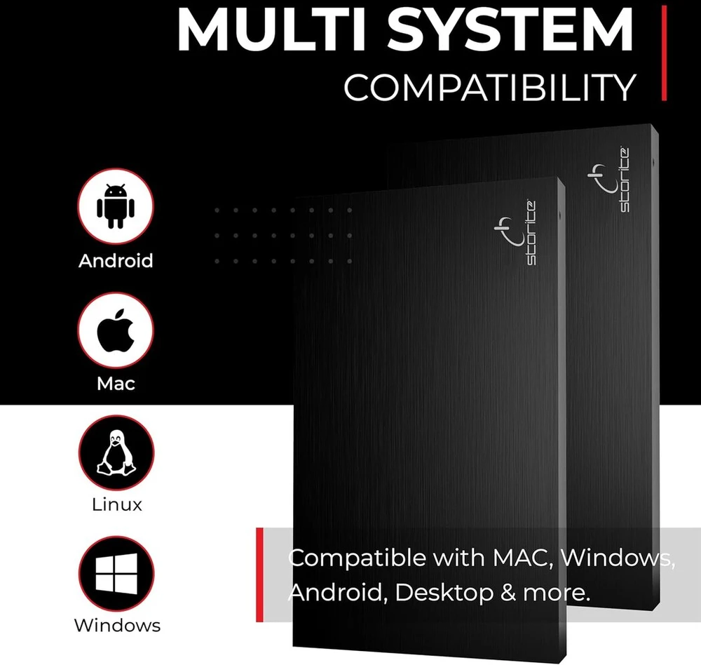 Storite išorinis nešiojamas kietasis diskas 200 gb su usb 3.0 išorine atsargine duomenų saugykla, greitas duomenų perdavimas, tinkamas pc, mac, windows, žaidimams, nešiojamam ir staliniam kompiuteriui (juodas)