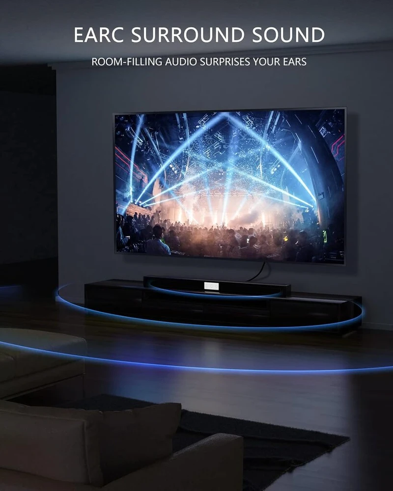 Stouchi Hdmi 2.1 kabelis, 2 m, sertifikuotas, 10k / 8k Ultra Hd, 48 Gbps didelis greitis, 10k / 8k120 / 4k120 / 144hz, Rtx 3080, Earc, Hdr10 4:4:4, Hdcp 2.2 & 2.3, Dolby, suderinamas su Roku Tv / Ps5 / XBOX Series X / Lg
