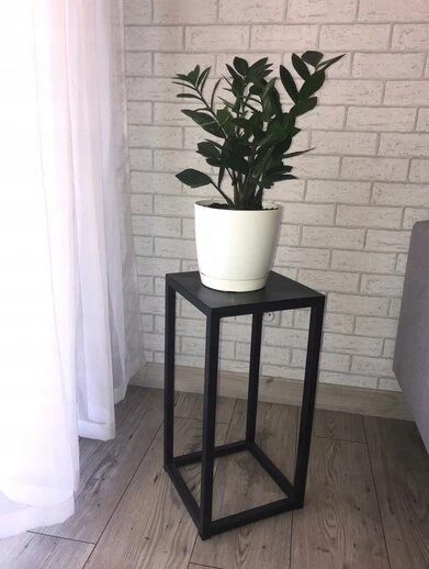 Stovas gėlėms metalinis juodas, loft stiliaus