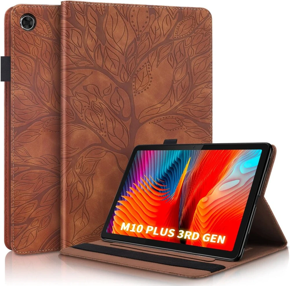 Succtopy dėklas lenovo tab m10 plus (3-osios kartos) 10.6 colių pu odinis atverčiamas apsauginis dėklas piniginės stovas planšetinio kompiuterio dėklas kortelių lizdas rašiklio laikiklis lenovo tab m10 plus 3rd generation 10.6 colių 2022 - ruda