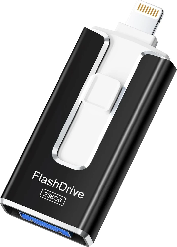 Sudeho usb atmintinė 256 gb, skirta iphone, mfi sertifikuota lightning atmintinė, stabilus duomenų perdavimas, 4-in-1 atmintinė, skirta iphone/ipad/android/pc, duomenų kopijavimas vienu spustelėjimu, matinė juoda