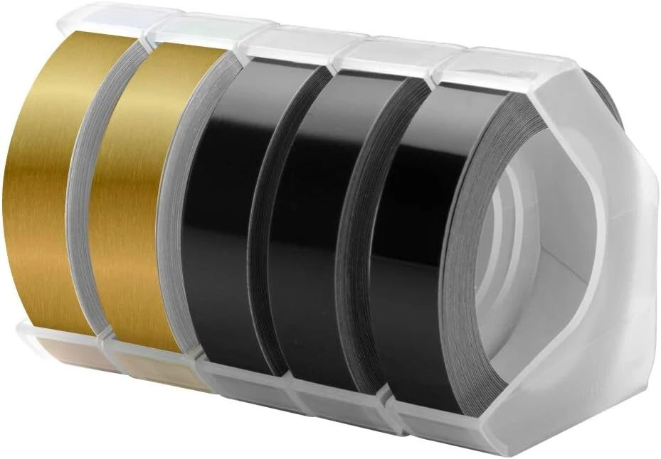 Suderinama su Dymo Omega reljefine juosta, 3d Omega reljefinio įrenginio etikečių juosta, 9 mm plastikinės vinilinės reljefinės etiketės, suderinama su Dymo Omega reljefinio įrenginio etikečių juosta, 5 ritinėliai