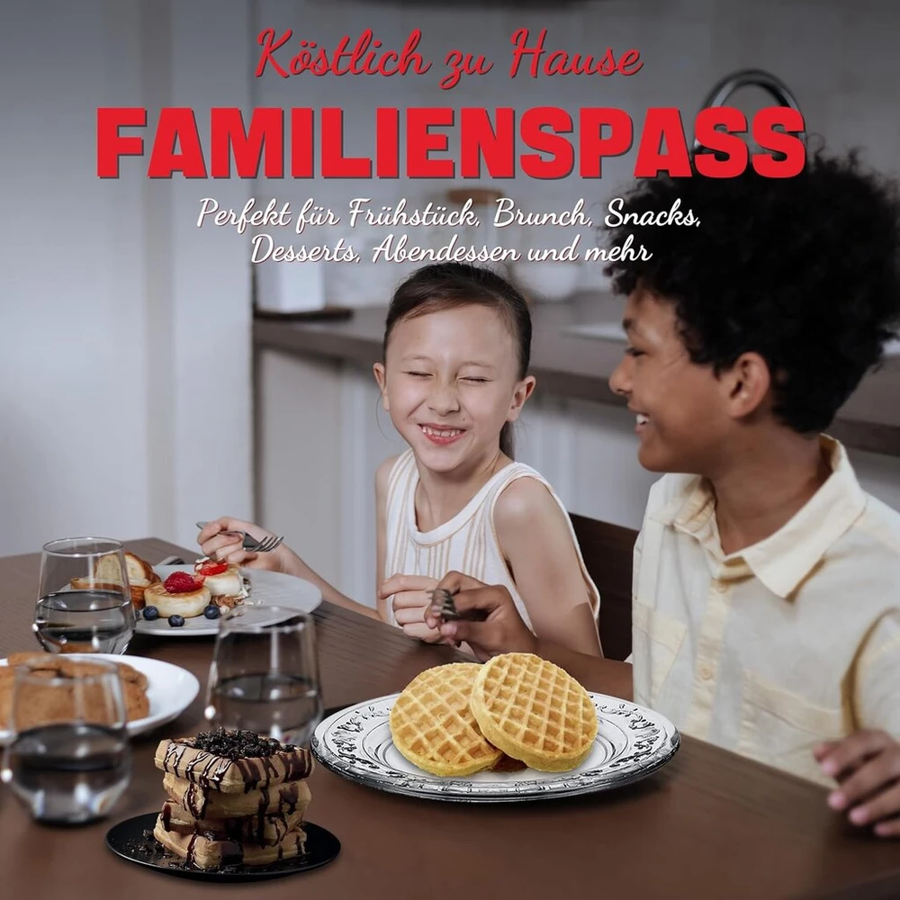 Sugarwhisk mini vaflinė vaikams, dviguba vaflinė, maža vaflinė su nelimpančia danga, mini vaflinė, šeimos vakarėliams, vaikų gimtadieniams, velykoms ar kalėdoms, balta