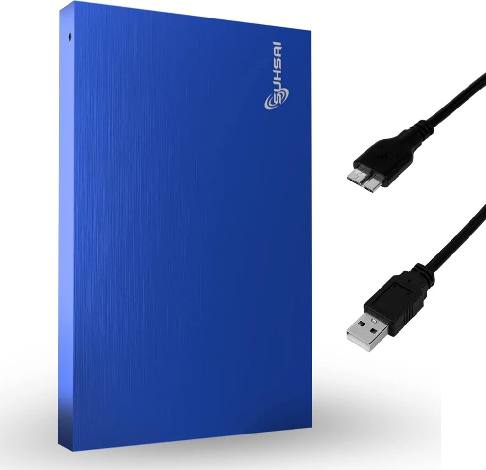 Suhsai 1tb nešiojamas išorinis kietasis diskas, kišeninis atsarginis hdd, 2.5 colio išorinis duomenų saugojimo kietasis diskas, usb 3.0 kietasis diskas, suderinamas su žaidimų pc, mac, nešiojamuoju kompiuteriu - mėlynas