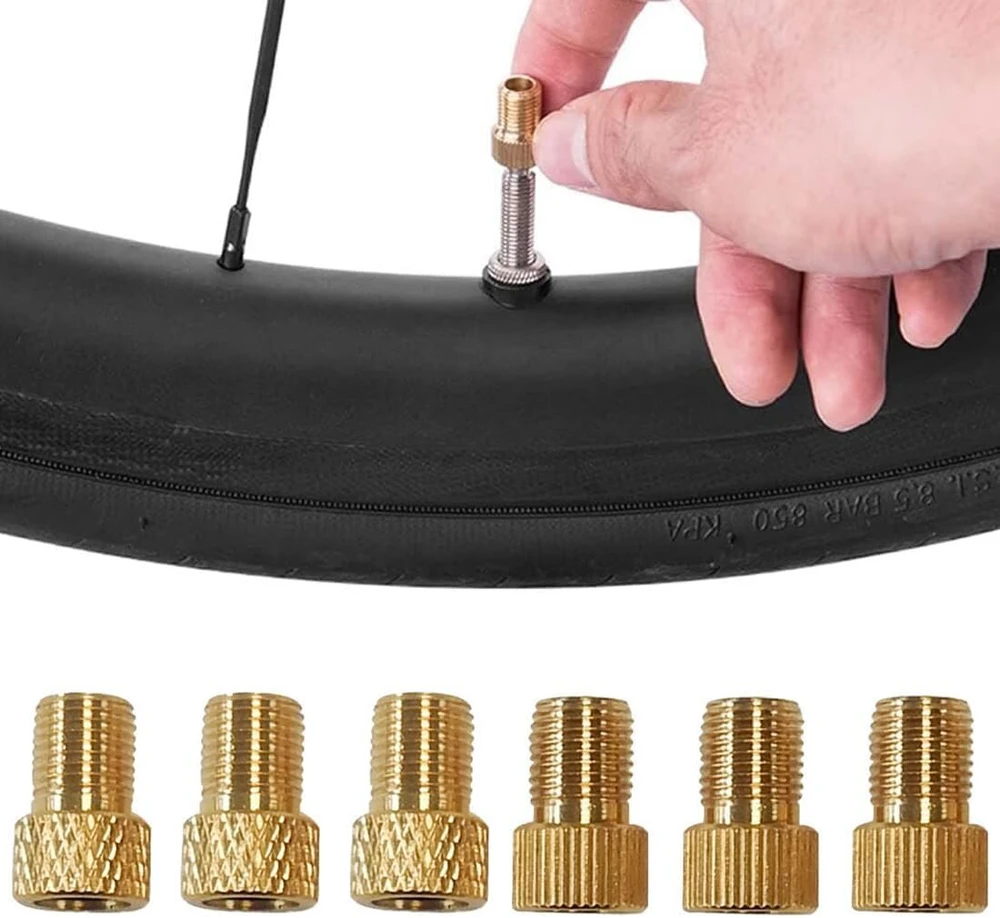 Sujebkc prancūziško ventilio adapteris, 6 dalių dviračio ventilio adapteris dviračiams, valgymo adapteris, el. dviračiams ir el. paspirtukams – padangos su standartiniu siurbliu