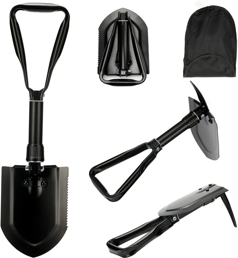 Sulankstomas kastuvas 58 cm, sulankstomas sniego kastuvas, 50# sulankstomas kastuvas stovyklavimui, itin tvirtas kastuvas pagamintas iš anglinio plieno su nešiojimo krepšiu, skirtas žygiams lauke, medžioklei, automobilio avarinei situacijai, dovanos vyram