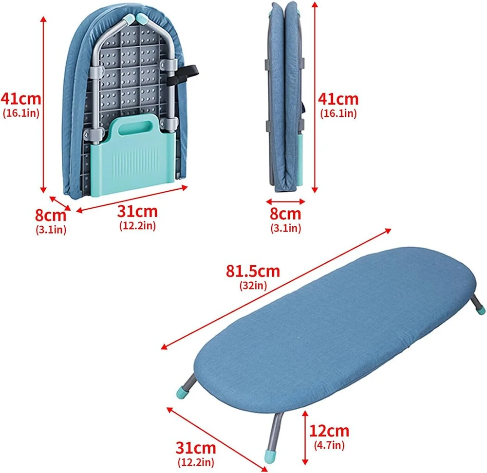 Sulankstomas lyginimo lentos užvalkalas 81 cm x 31 cm – lengvas ir stabilus, atsparus aukštai temperatūrai, reguliuojamo aukščio, vietą taupantis dizainas efektyviam lyginimui