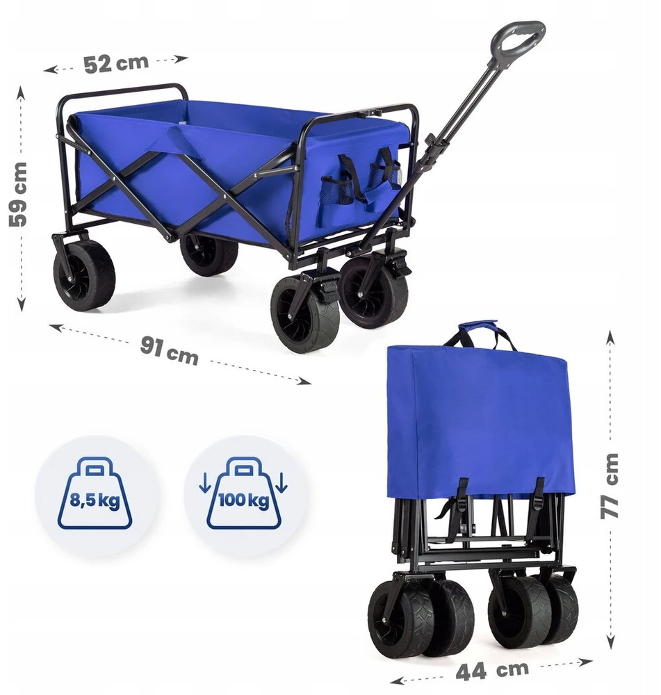 Sulankstomas paplūdimio transportavimo vežimėlis 100l Outtec