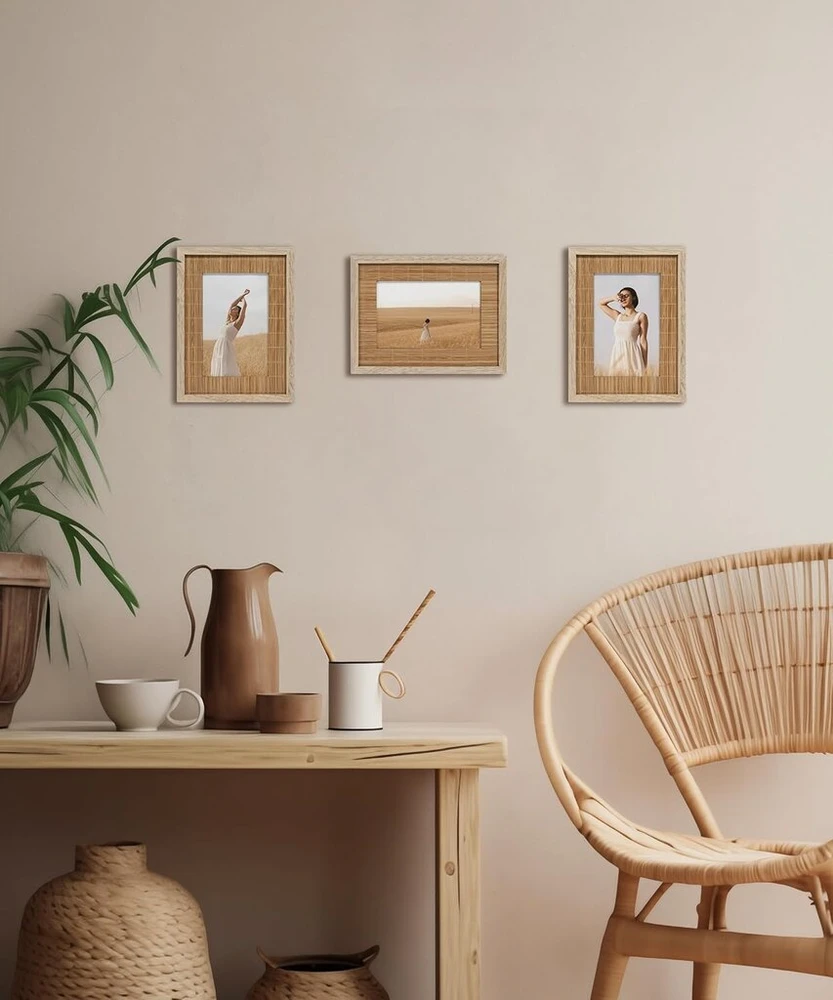 Sumgar boho 10 x 15 nuotraukų rėmelis, 10 x 15 nuotraukų rėmelis sienai, nuotraukų rėmelis pagamintas iš natūralaus bambuko, austas sieninis arba stalo rėmelis, dovana šeimai, tėčiui, močiutei, draugams, dovana mamai motinos dienos proga