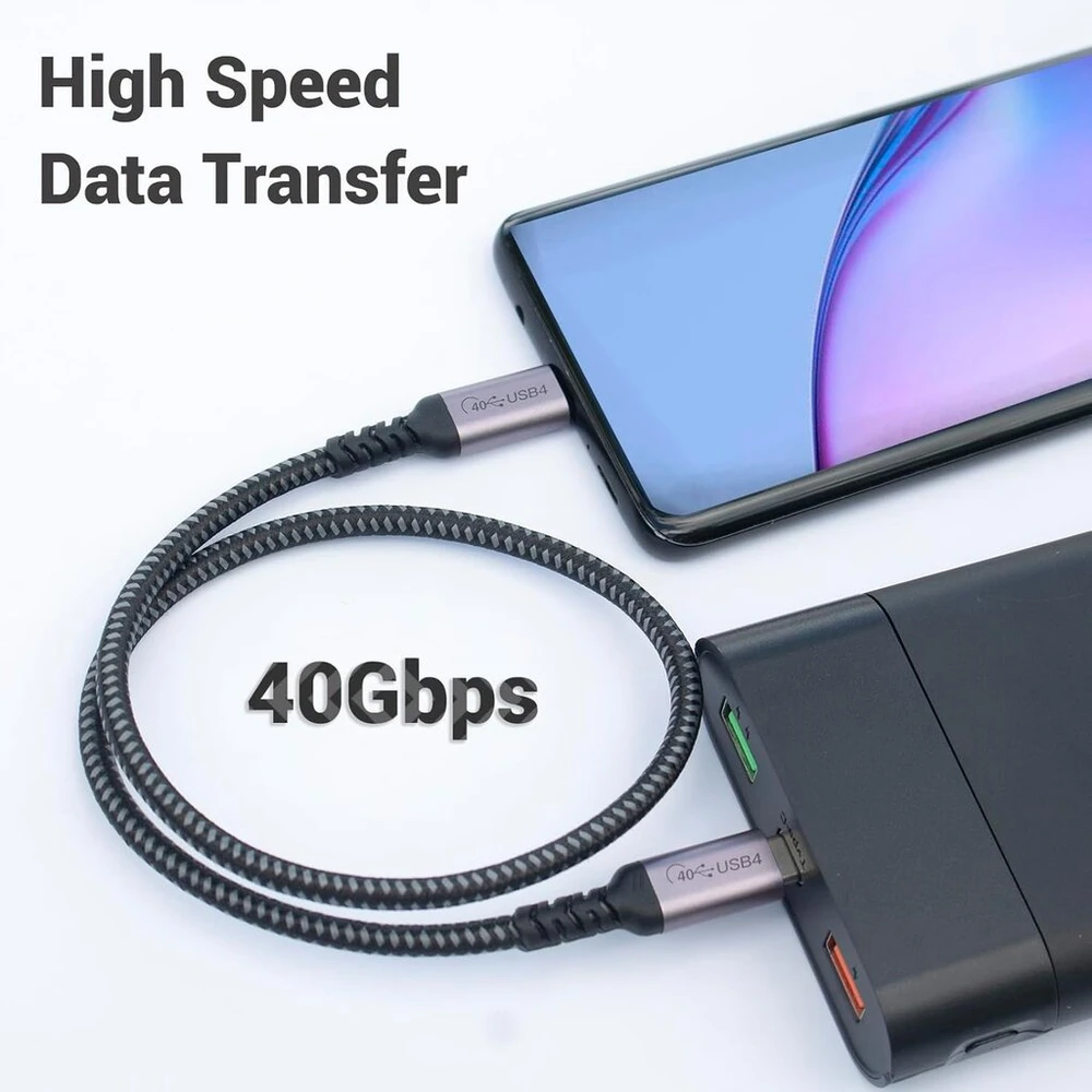 Sumpk 50 cm usb 4 kabelis, 2 vnt., 40 gbps usb 4 kabelis su 240 w greituoju įkrovimu ir 8k vaizdo ekranu, suderinamas su thunderbolt 4, thunderbolt 3, xps