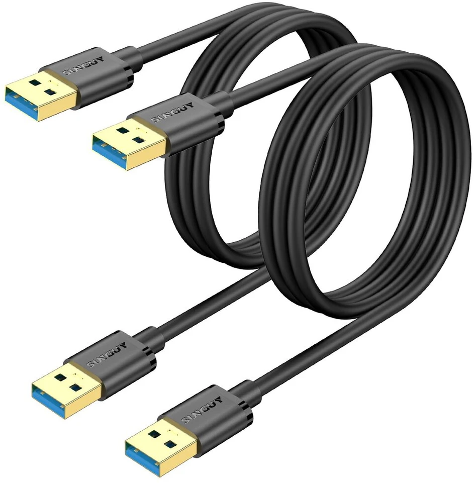 Sunguy usb 3.0 kabelis, 2 vnt., 1 m usb a–usb a kabelis, duomenų perdavimo sparta iki 5 gbit/s, a tipo kištukas į a tipo kištuką, suderinamas su spausdintuvais, modemais, standžiaisiais diskais, monitoriumi, kamera, wacom
