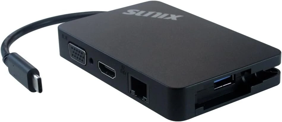 Sunix Ccv50pb mini daugiafunkcinė doko stotis plius maitinimas su Usb 3.0 / gigabitiniu ethernet / Vga / Hdmi