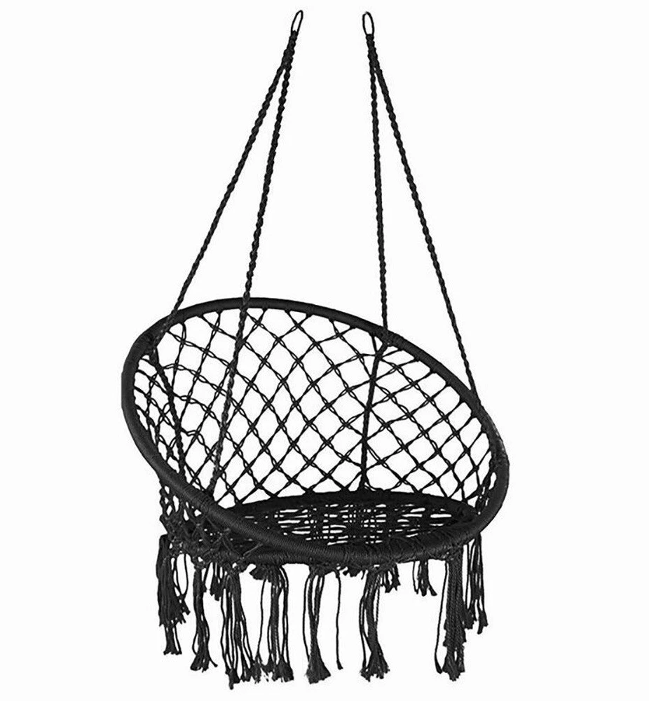 Sūpynės sodui gandralizdis, pakabinamas krėslas boho juodas 150 kg