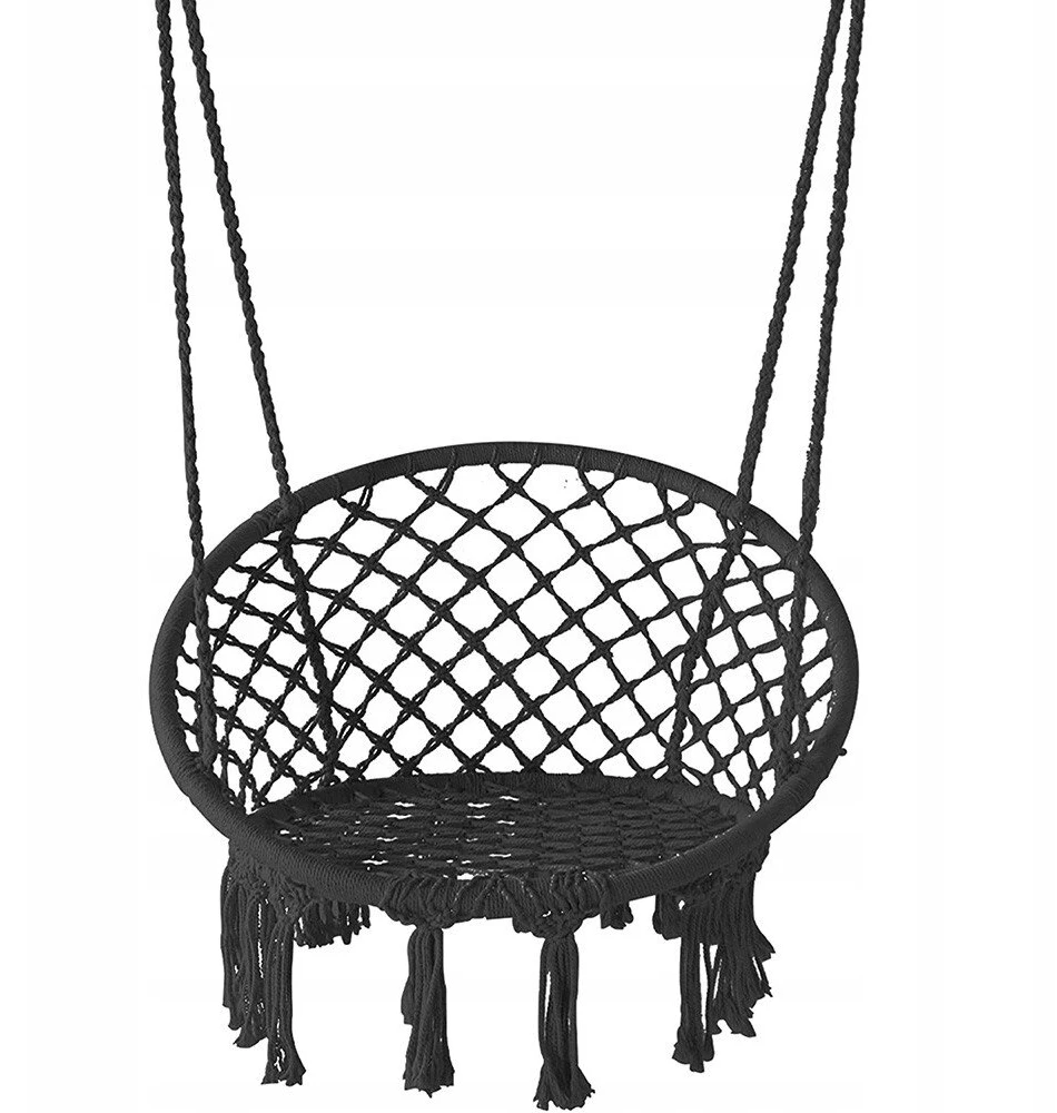 Sūpynės sodui gandralizdis, pakabinamas krėslas boho juodas 150 kg