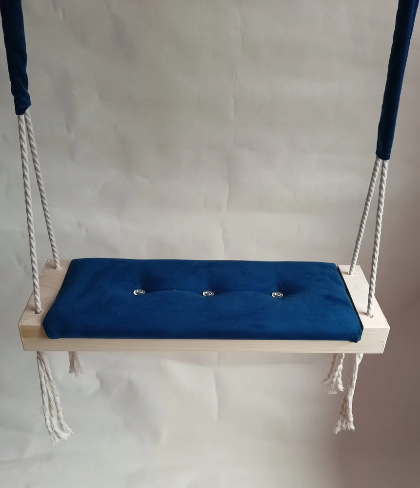 Sūpynės, vaikų kambarys, sodas, minkštos, MĖLYNOS, sėdynė, namelis, lenta, 50 cm