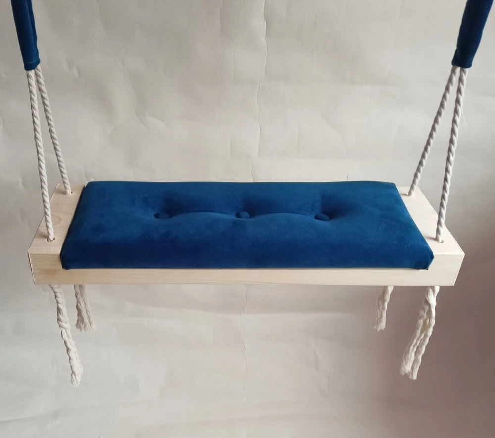 Sūpynės, vaikų kambarys, sodas, minkštos, MĖLYNOS, sėdynė, namelis, lenta, 50 cm