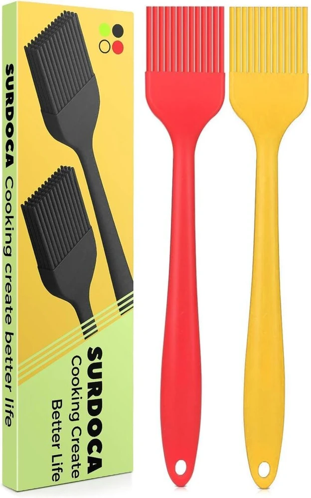 Surdoca konditerinis teptukas, silikoninis teptukas, virtuvinis teptukas, kepimo teptukas, 2 vnt., 20,8 cm Bpa neturintis maistinis silikoninis teptukas, virtuvė, 230 °c, karščiui atsparus teptukas, kepimo Bbq grilio teptukas