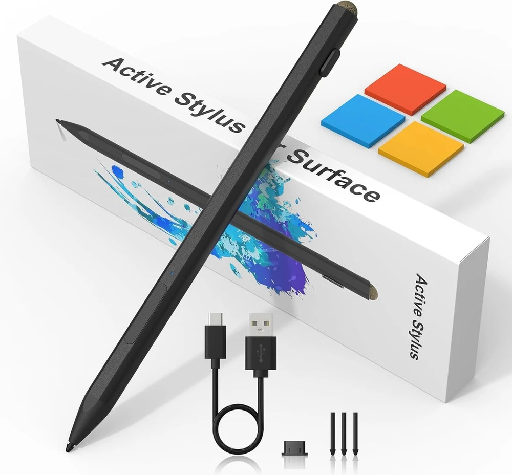 Surface Pen rašiklis, skirtas Microsoft Surface Pro 11/9/8/7/6/5/4/3, Surface Go 3/2/1 Surface Nešiojamas kompiuteris/studio/book 4/3/2/1 su 4096 jautrumo lygių, delno atmetimo funkcija, Microsoft Surface Go priedai