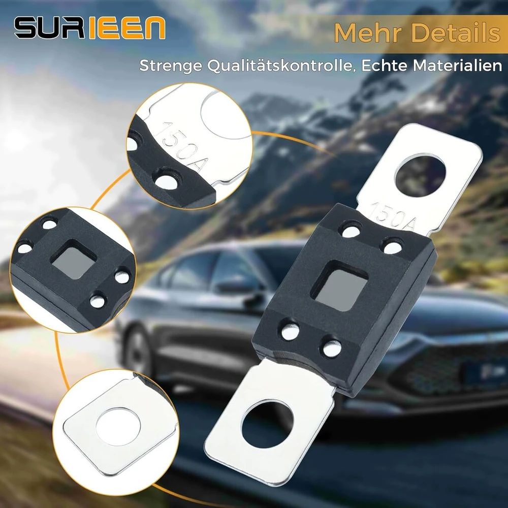 Surieen 2 vnt. mega saugiklių 150 a varžtų saugiklis didelės srovės saugiklio juostelė automobiliui, sunkvežimiui, kemperiui, statybinėms transporto priemonėms, autobusams