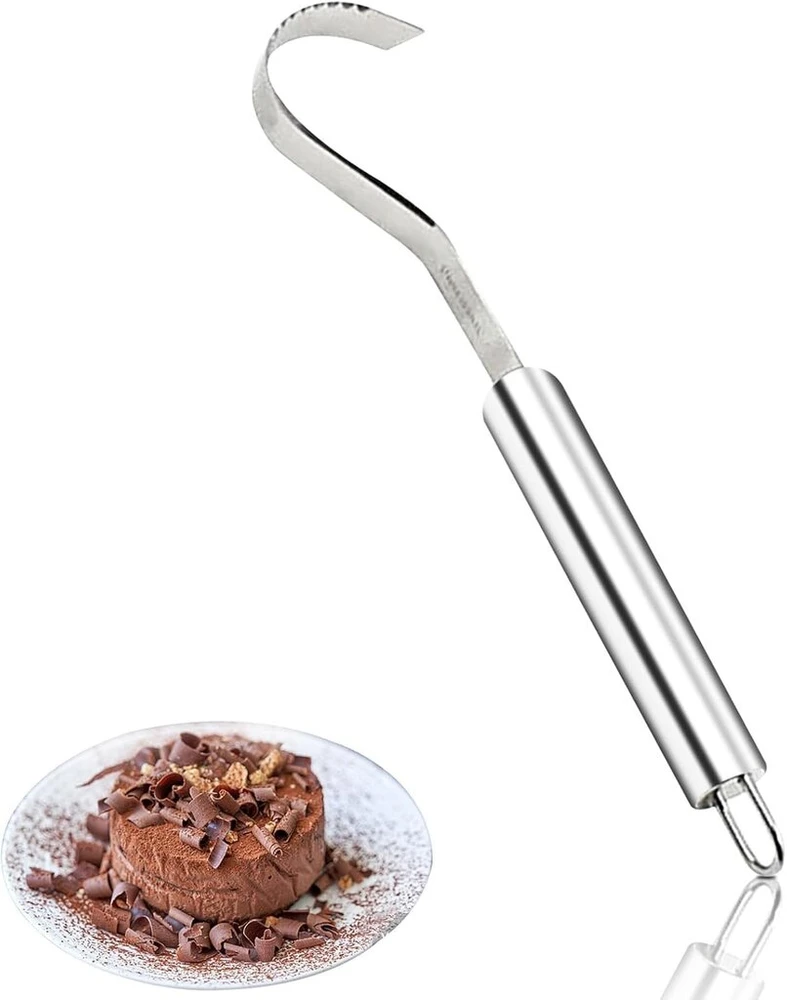 Sviesto volelis, sviesto formavimo įrankis iš nerūdijančio plieno su pakabinimo kilpele 23 cm, sviesto peilis, šokolado sūris, sviesto skustuvas, sviesto garbanojimo peilis, sviesto trintuvas pyragų dekoracijoms