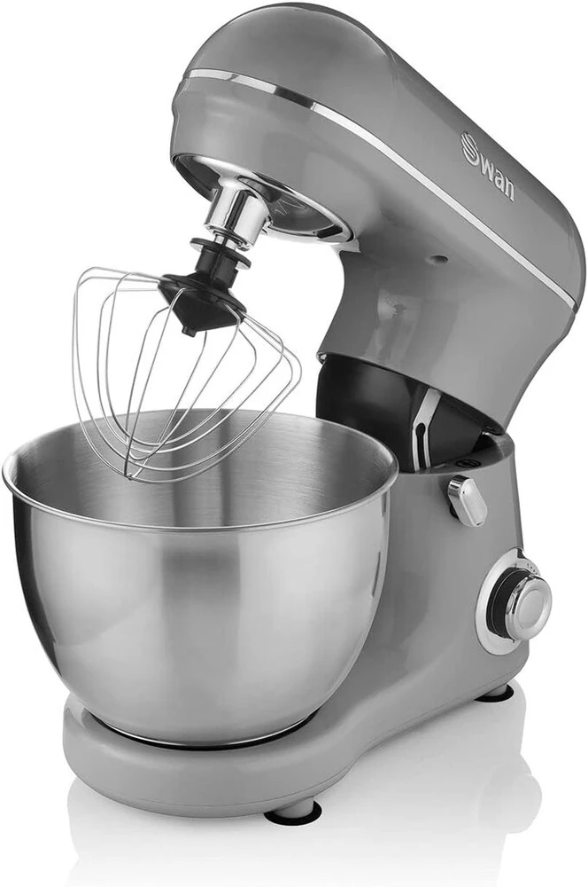 Swan 800w Retro pilkas stacionarus maišytuvas, tylus planetinis maišymas, 8 nuolatiniai greičiai ir pulso funkcija, sukamasis jungiklis Sp21060grn