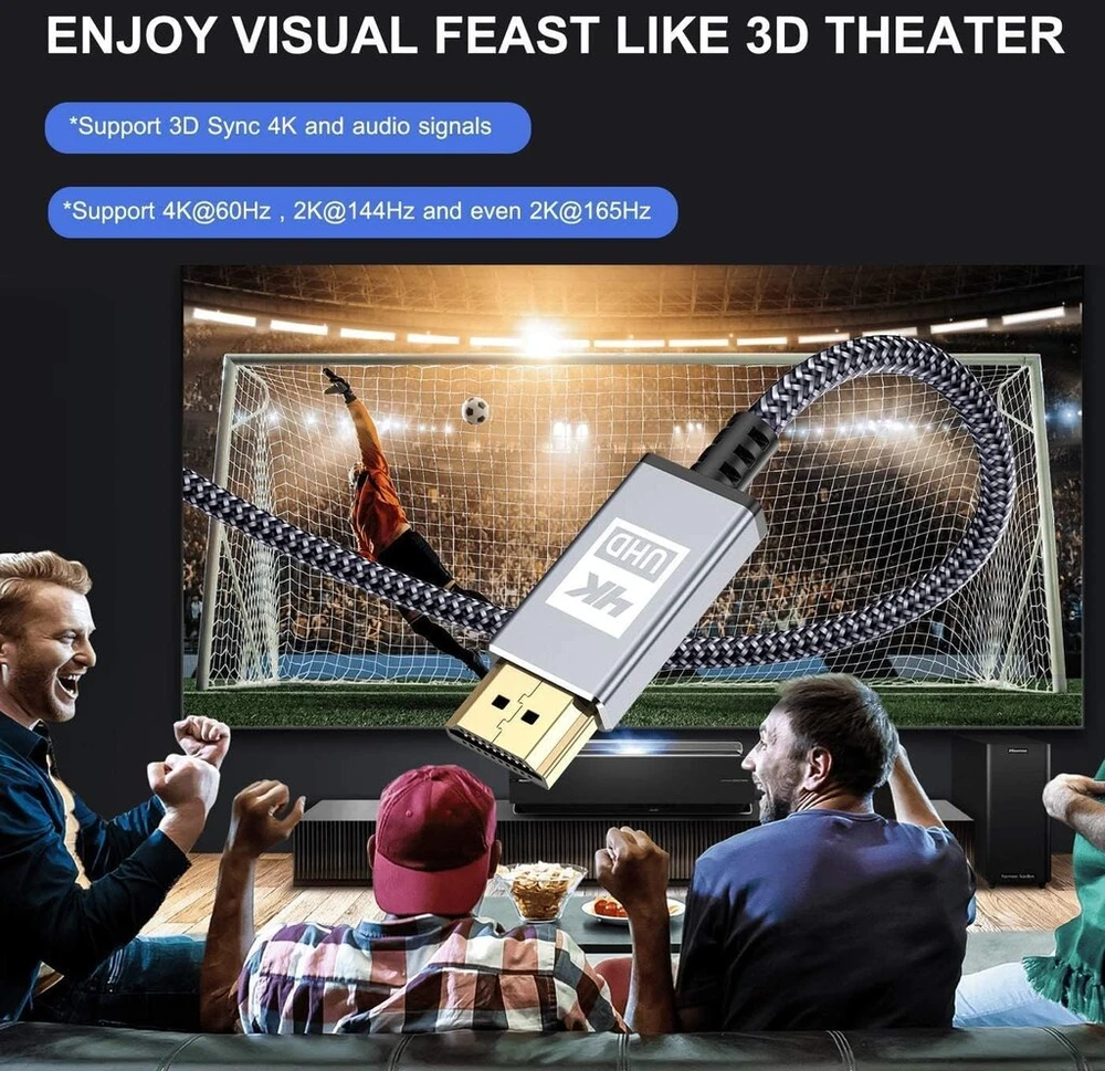 Sweguard 4k Hdmi kabelis 15 metrų, Hdmi kabelis 4k @ 60hz 18gbps didelės spartos Hdmi 2.0 kabelis nailono pynės paauksuotomis jungtimis su Ethernet/audio kanalu, suderinamas su Video 4k Uhd 2160p, Hd1080p