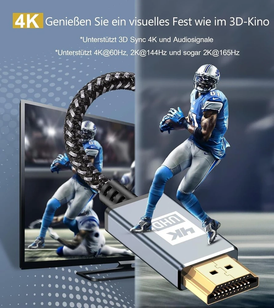 Sweguard 4k Hdmi kabelis 4k @ 60hz 18 Gbps didelės spartos Hdmi 2.0 nailono pintas kabelis paauksuotomis jungtimis su ethernet garso grįžimo kanalu, suderinamas su video 4k Uhd 2160p Hd 1080p