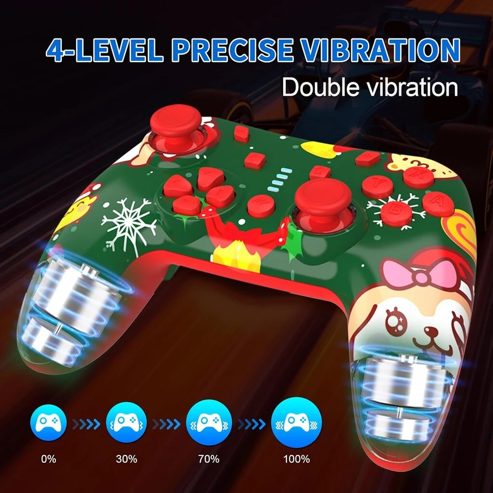 Switch valdiklis, belaidis Switch Pro valdiklis, skirtas Switch/switch Lite/switch Oled, belaidis žaidimų valdiklis, skirtas Pc/ios/android su Rgb/programuojamu/judesio valdymu/vibracija/turbo/pažadinimu (raudonas)