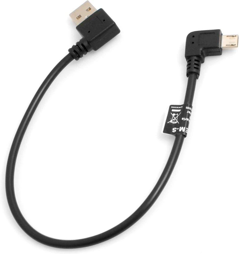 System-s Micro Usb 90° kairinis kampas į Usb 2.0 Type A 90° dešininio kampo kabelį, apie 27 cm