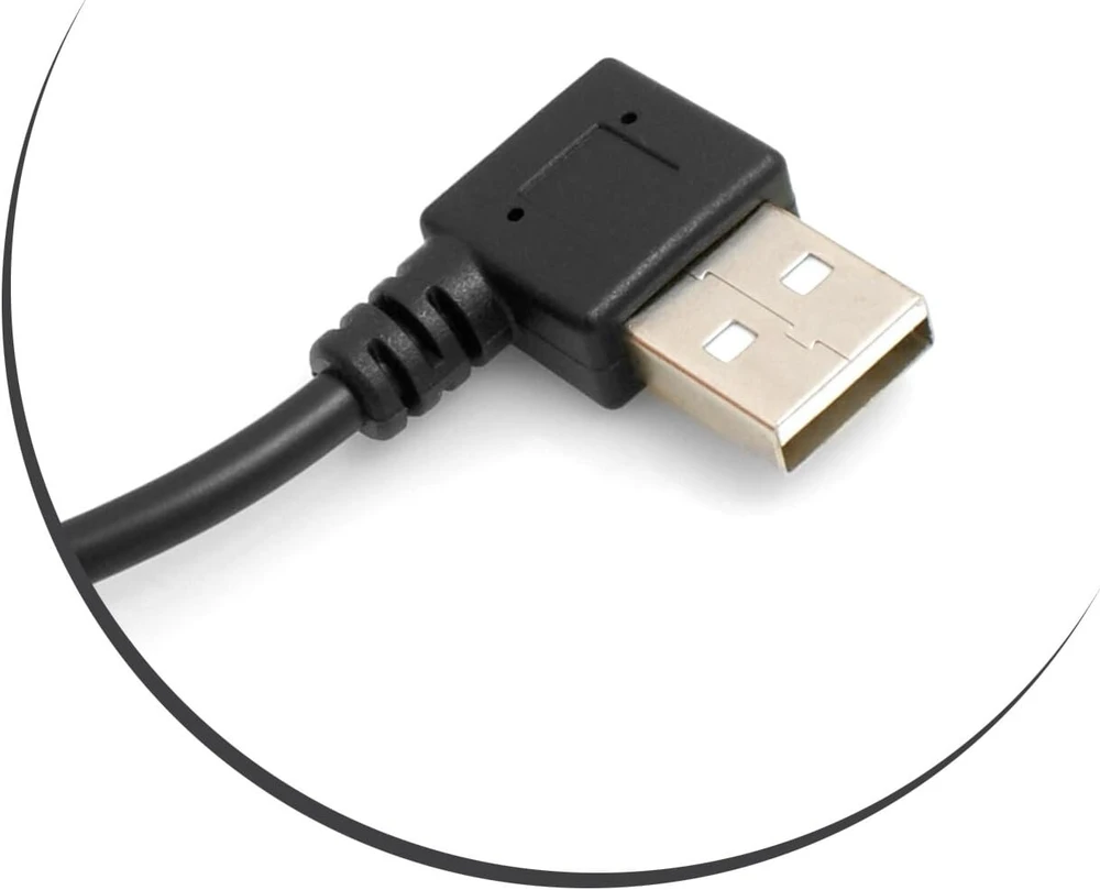 System-s Micro Usb 90° kairinis kampas į Usb 2.0 Type A 90° dešininio kampo kabelį, apie 27 cm