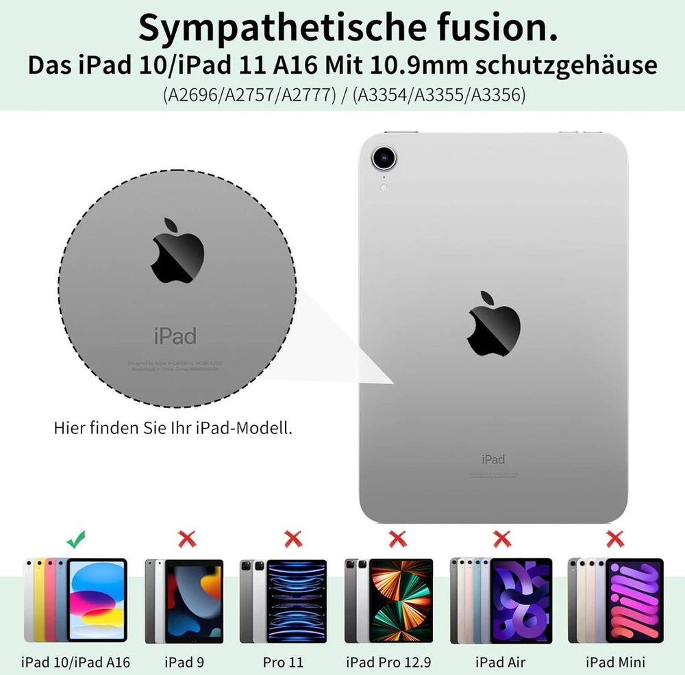 Szpsgc dėklas, skirtas ipad 10 generation 10.9 colių 2022 su klaviatūra, qwertz išdėstymas, magnetinė nuimama bluetooth klaviatūra, lankstus tpu dėklas, skirtas ipad 10th generation su rašiklio laikikliu, tamsiai žalias
