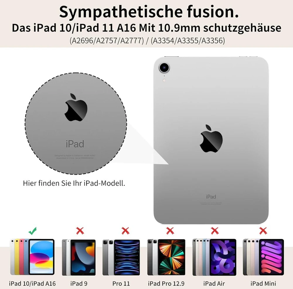 Szpsgc dėklas, skirtas ipad 10 generation 10.9 colių 2022 su klaviatūra, qwertz išdėstymas, magnetinė nuimama bluetooth klaviatūra, lankstus tpu dėklas, skirtas ipad 10th generation su rašiklio laikikliu, baltas