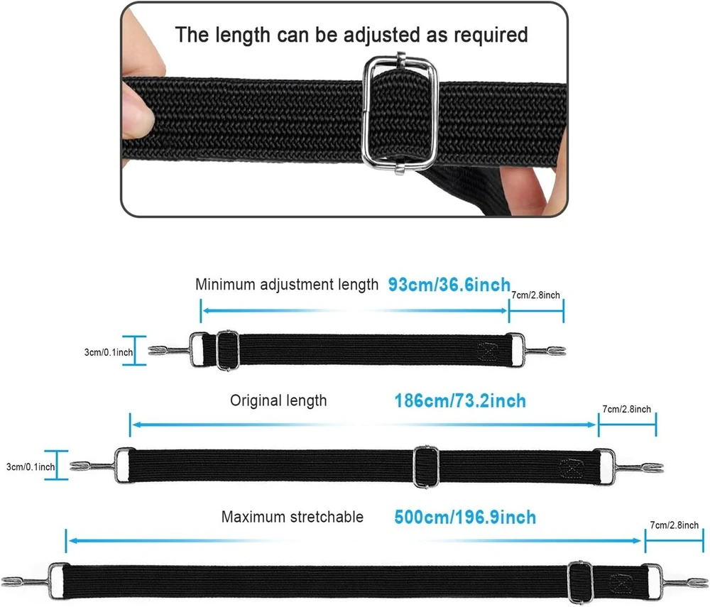 Taianji reguliuojami elastiniai dirželiai su kabliukais itin ilgi, 4 vnt. elastinių dirželių su kabliukais 200 cm, expander'is su kabliuku, maksimalus tempimas 5 m su pakankamu elastingumu