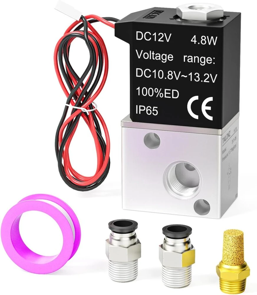 Tailonz Pneumatic 1/8 colio Bsp Dc12v 3 krypčių 2 padėčių normaliai uždarytas solenoidinis vožtuvas oro solenoidinis vožtuvas 3v1-06