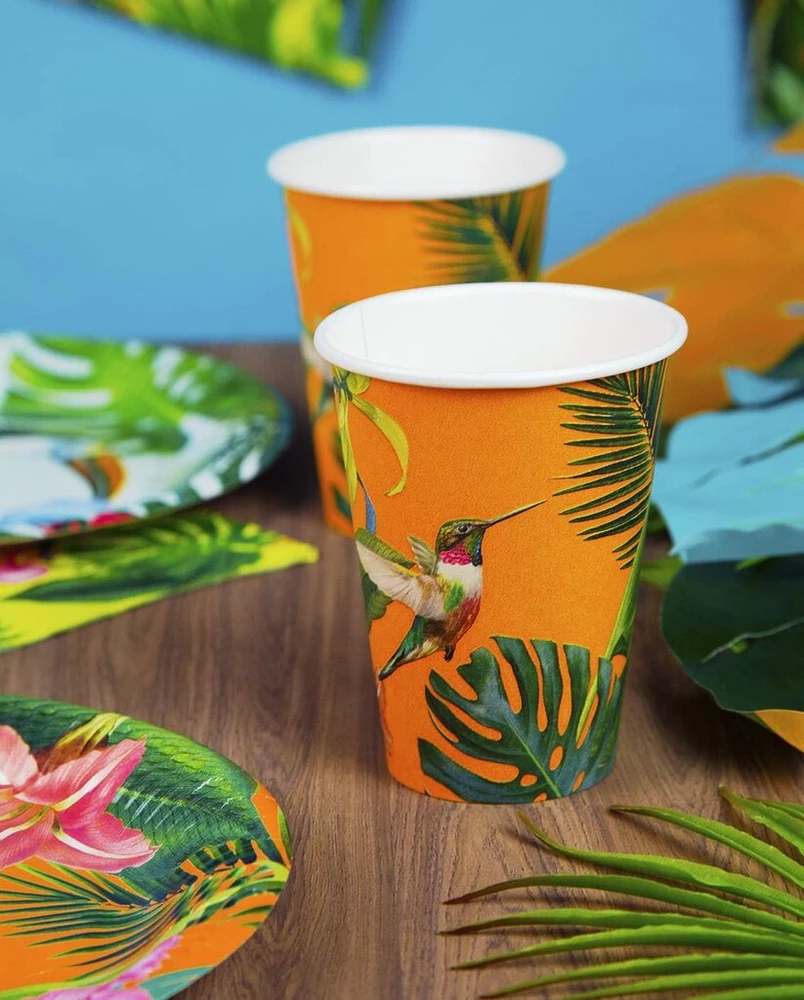 Talking Tables Tropical popieriniai puodeliai 330 ml, tropiniai puodeliai, 8 vnt.